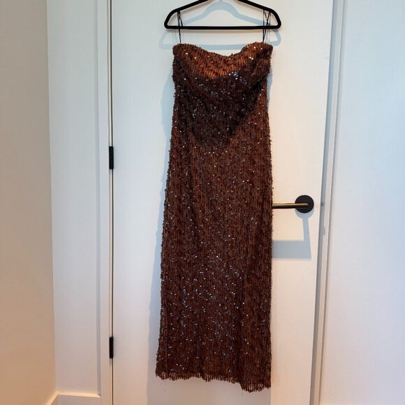 CAMILA COELHO Embellished Maxi Dress in Caramel Size Large REVOLVE - Picture 2 of 9